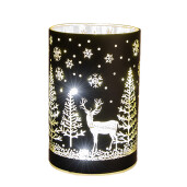 Candela Craciun sticla neagra aurie cu led 9x16 cm