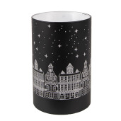Candela Craciun sticla neagra argintie cu led 8x12 cm