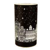 Candela Craciun sticla neagra argintie cu led 8x12 cm