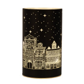 Candela Craciun sticla alba neagra cu led 9x16 cm