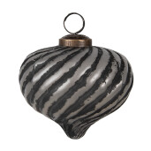 Set 6 globuri brad Craciun sticla neagra gri 10x10 cm