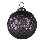 Set 6 globuri brad Craciun sticla gri 10x10 cm