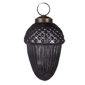 Set 6 globuri brad Craciun sticla gri 5x9 cm