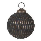 Set 6 globuri brad Craciun sticla gri aurie 8x8 cm