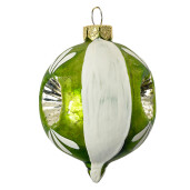 Set 4 globuri brad Craciun sticla verde alba aurie 5x7 cm