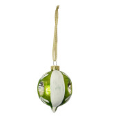 Set 4 globuri brad Craciun sticla verde alba aurie 5x7 cm