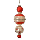 Set 2 ornamente brad Craciun sticla rosie aurie 6x17 cm