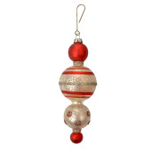 Set 2 ornamente brad Craciun sticla rosie aurie 6x17 cm