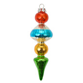 Set 2 ornamente brad Craciun sticla multicolora 5x16 cm