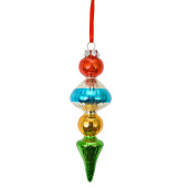 Set 2 ornamente brad Craciun sticla multicolora 5x16 cm