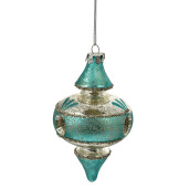Set 2 ornamente brad Craciun sticla albastra argintie 8x13 cm