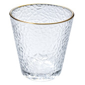 Set 6 pahare sticla transparenta aurie Ø 9x9 cm / 300 ml