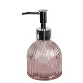 Dozator sapun sticla roz 8x15 cm, 225 ml
