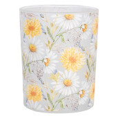Set 2 suporturi lumanari sticla multicolora Flowers 7x8 cm, 10x13 cm