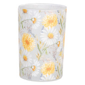 Suport lumanare sticla multicolora Flowers 12x18 cm