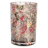 Suport lumanare sticla multicolor Flowers 12x18 cm