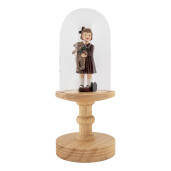 Platou decorativ lemn maro sticla Ø 14x34 cm