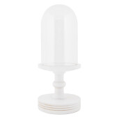 Platou decorativ lemn alb sticla Ø 14x34 cm