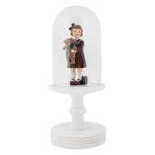Platou decorativ lemn alb sticla Ø 14x34 cm