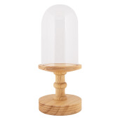 Platou decorativ sticla lemn natur Ø 17x40 cm