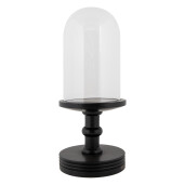Platou decorativ sticla lemn negru Ø 17x40 cm
