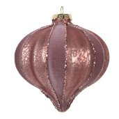 Set 6 globuri brad Craciun sticla rozØ 10x10 cm