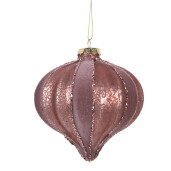 Set 6 globuri brad Craciun sticla rozØ 10x10 cm