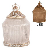 Candela cu led sticla roz metal auriu Ø 8x12 cm