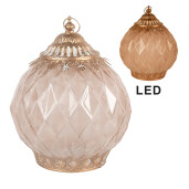 Felinar cu led sticla metal roz auriu Ø 15x19 cm