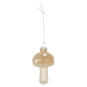 Set 6 ornamente brad Ciupercute Craciun sticla bej alba Ø 4x8 cm
