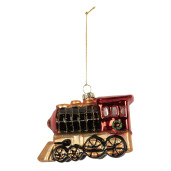 Set 6 ornamente brad Craciun Trenulet sticla multicolora 10x5x6 cm