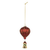 Set 6 ornamente brad Craciun Balon Zburator sticla multicolora Ø 7x15 cm