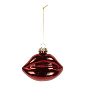 Set 6 ornamente brad Craciun sticla rosie 8x4x7 cm