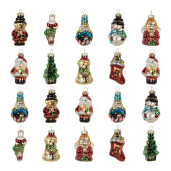 Set 20 ornamente brad Craciun sticla multicolora 4 cm