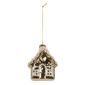 Set 6 ornamente brad Craciun Casute sticla aurie alba 7x7x9 cm
