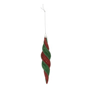 Set 6 ornamente brad Craciun sticla verde rosie Ø 5x22 cm