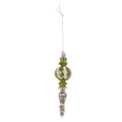 Set 6 ornamente brad Craciun sticla argintie verde X-mas Ø 5x18 cm