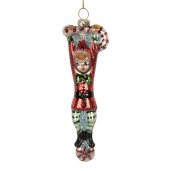 Set 6 ornamente brad Craciun Elfi sticla multicolora 4x2x13 cm