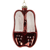 Set 6 ornamente brad Craciun Pantofi sticla rosie alba 6x6x10 cm