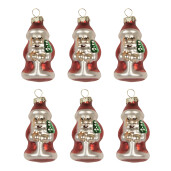 Set 6 ornamente brad Mos Craciun sticla multicolora X-mas Ø 3 cm