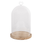 Platou decorativ lemn cupola sticla Ø 17x27 cm