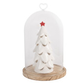 Platou decorativ lemn cupola sticla Ø 17x27 cm