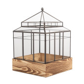 Mini sera lemn metal gri 21x21x32 cm