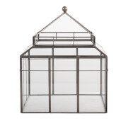 Mini sera lemn metal gri 21x21x32 cm
