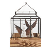 Mini sera lemn metal gri 21x21x32 cm