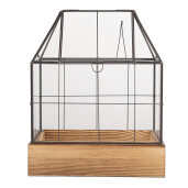 Mini sera lemn metal gri 26x17x32 cm