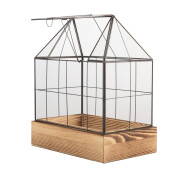 Mini sera lemn metal gri 26x17x32 cm
