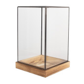Mini sera lemn metal gri 19x19x30 cm