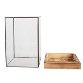Mini sera lemn metal gri 19x19x30 cm