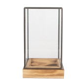 Platou decorativ lemn cupola sticla 14x14x24 cm